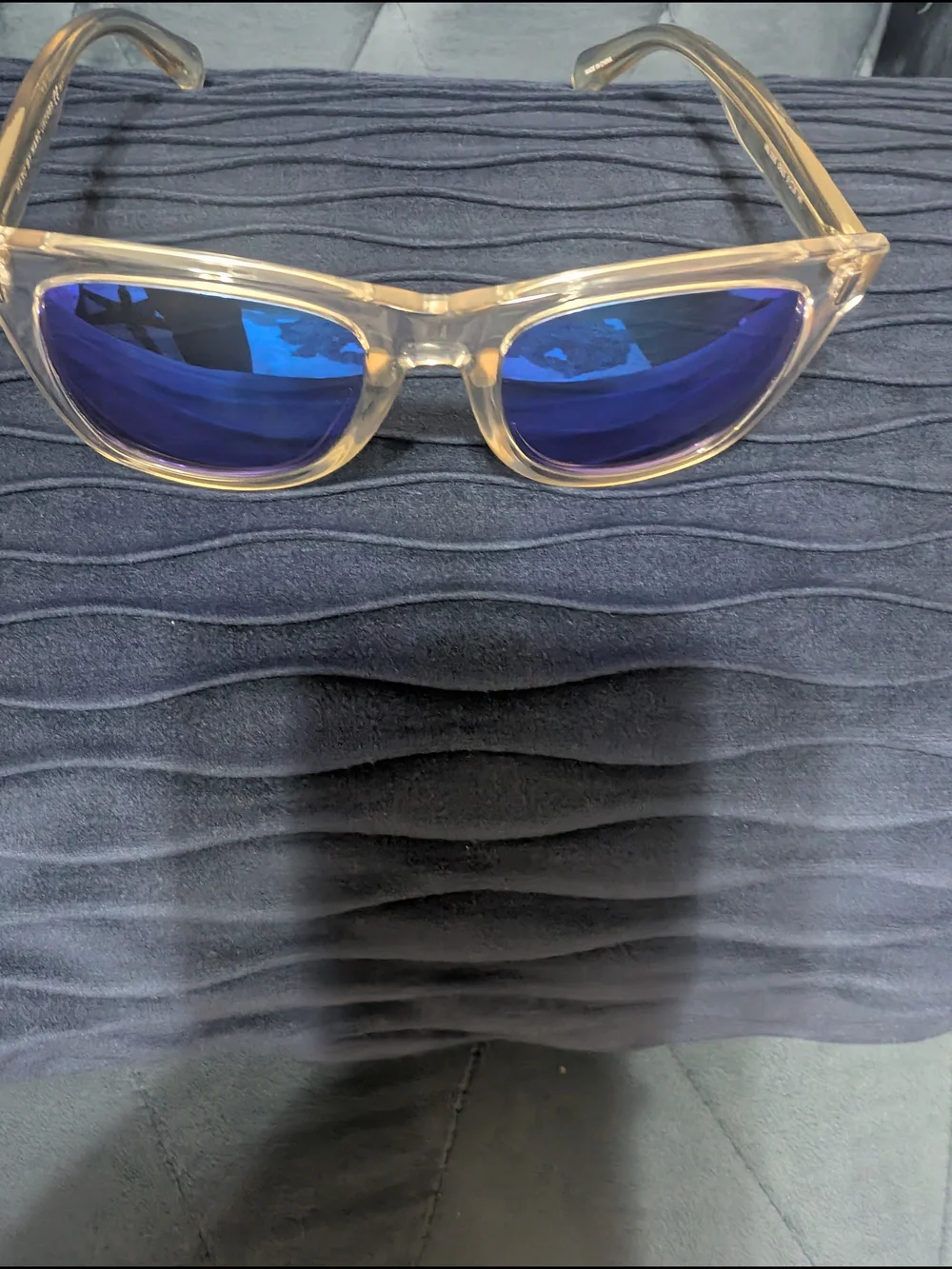 Clear Frame Blue Lens Sunglasses